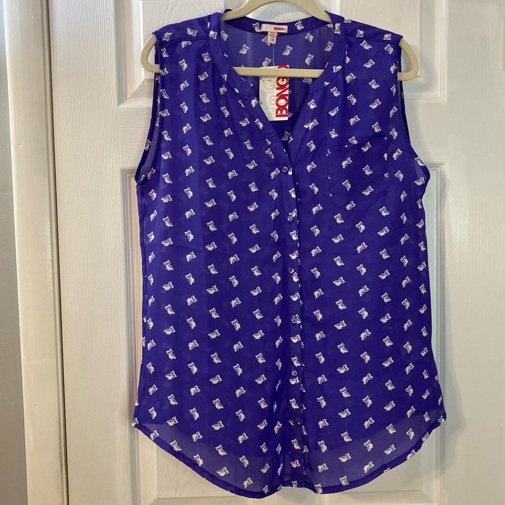 NWT Bongo Dark Purple Sleeveless Button Down Top Juniors Size Large